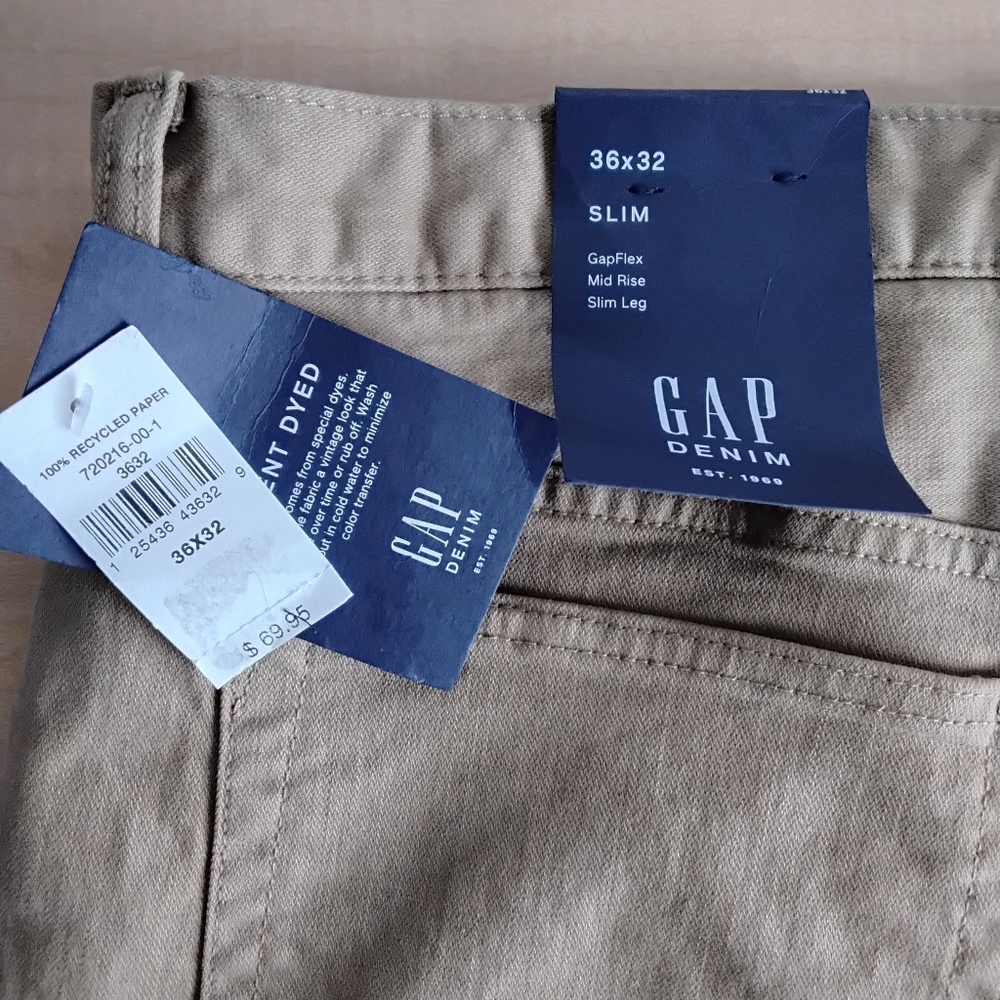 🔥NEW!!! GAP Men's Slim Fit Tan Pants Size 36x32 🔥